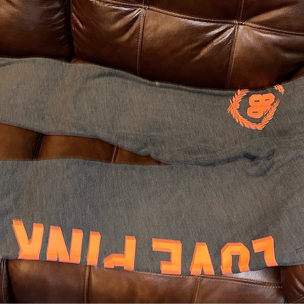 PINK Victoria's Secret Charcoal Gray/Orange Campus Fleece Sweatpants 💖 Size XS - Picture 6 of 12